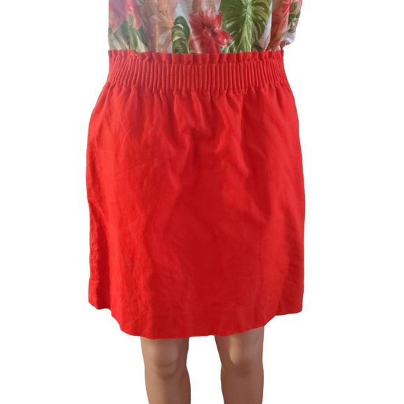 J. Crew Factory Dresses & Skirts - J. Crew Factory Sz 4 Red Linen Cotton Pull On Mini Skirt Lined Pockets
